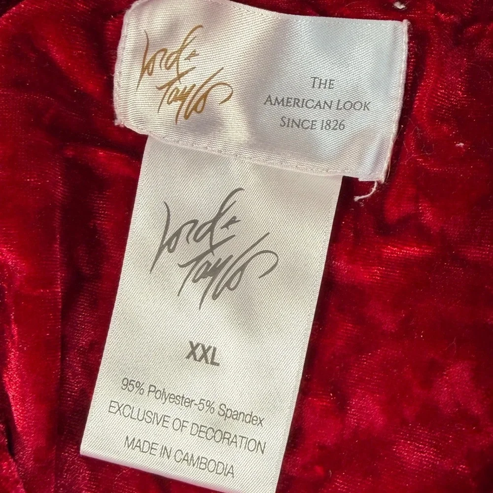 Lord & Taylor Women's XXL Crimson Crushed Velvet Velour Pajama Set